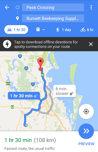 screenshot of google map for Morayfield outlet